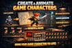 create character and animate game character with adobe animate