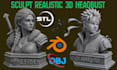 sculpt realistic 3d headbust 3d head 3d face 3d potrait likeness model statues
