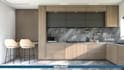 do interior bathroom design and kitchen design 3d rendering
