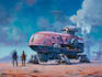 paint science fiction scenes with spaceships and robots