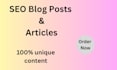 write SEO articles and blog posts