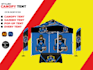 design canopy tent, table cover, flags and backdrop