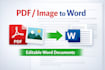 convert PDF or image files into editable word documents