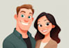 draw a custom cartoon couple portrait