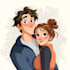 design romantic cartoon couple illustration