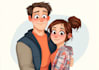illustrate a lovely cartoon couple portrait