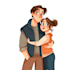 create a cute animated couple illustration