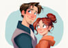design a cartoon couple for profile picture