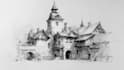 sketch houses and buildings