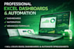 create professional excel dashboards, formulas and automation