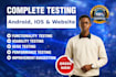 do app testing and website testing, qa, iphone, ios and android user testing