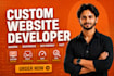 do custom website development as a full stack developer, front end web developer