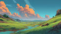 illustrate beautiful flat landscape illustration art