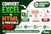 convert excel calculator to HTML form and printable PDF
