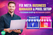 fix facebook business manager, ad account restrictions and meta pixel setup