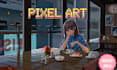 do retro 8bit 16bit pixel art looping lofi character animation, animated gif