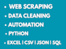 do web scraping, data cleaning, python, pandas, and sql tasks
