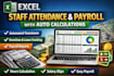 excel staff attendance  payroll with auto calculations