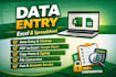 do data entry in excel and spreadsheet