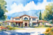 paint watercolor house portrait