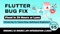 fix flutter bugs, resolve getx errors, and firebase issues