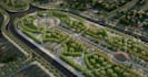 relayout 3d urban park, public playground design, community landscape rendering