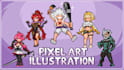 create 2d pixel art character, 8 bit 16 bit pixel sprite sheets pixel game asset