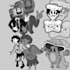 illustrate rubber hose style cartoon characters and mascots