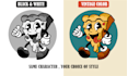 draw a vintage rubber hose vector cartoon mascot for your brand