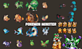 create pokemon pixel art monster, mob npc character pixel animal, fakemon sprite