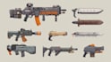 create game weapon design and illustration