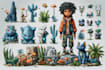 design a unique doodle style nft art, cartoon character