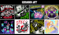 do cover art for punk, rock, ska, trap music in cartoon style