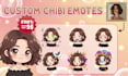 draw custom chibi twitch emotes, stickers, animated sub badges vtuber streamer