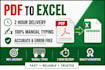 do pro PDF to excel data entry in 2 hours