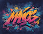 manually design graffiti street art canvas