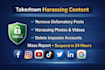 takedown harassing remove copyright mass report facebook youtube instagram dmca