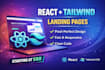 create  react ,tailwind css landing page