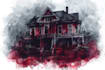 draw halloween house illustration