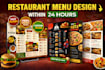 design a professional restaurant menu card with modern layout