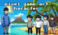 2d pixel game art character, sprite sheet animation top down tileset game assets
