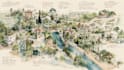 design watercolor wedding map
