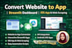 convert website to app, streamlit app and ios app scraping