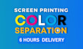 do halftone, spot, solid, silk, cmyk color separation for dtf or screen printing
