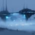 create cinematic sci fi city illustrations