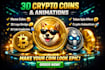 create 3d logo coin design, meme, convert ai, animation token spin, bitcoin