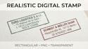 create realistic rectangular digital business stamps in png
