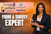 create online surveys, google forms, questionnaires, quizzes, heyflow, jotform