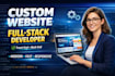 do custom website development as full stack developer, front end developer