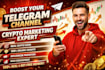 do telegram promotion crypto promotion telemarketing to real active users